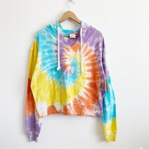 URBAN REBEL Women's Hoodie, Tie Dye Light Hooded Sweatshirt, Colorful, L